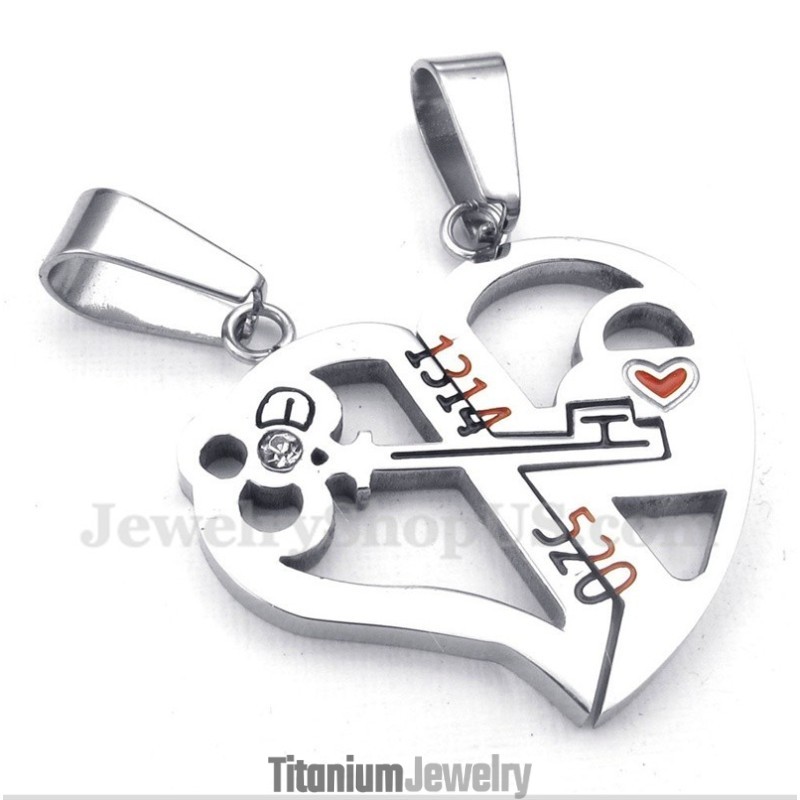 תליון טיטניום בצורת לב לזוג עם שרשרת חופשית (זוג אחד) תליון טיטניום בצורת לב לזוג עם שרשרת חופשית (זוג אחד)