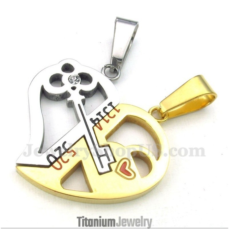 תליון טיטניום בצורת לב לזוג עם שרשרת חופשית (זוג אחד)