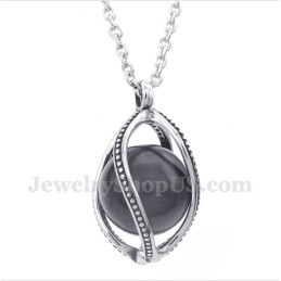 תליון אופל שחור טיטניום לגברים עם שרשרת חופשית