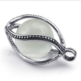 תליון אופל לבן טיטניום לגברים עם שרשרת חופשית