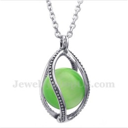 תליון אופל ירוק טיטניום לגברים עם שרשרת חופשית