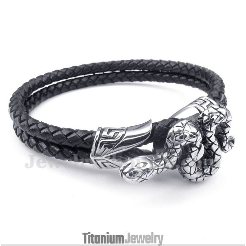 צמיד עור טיטניום לגברים