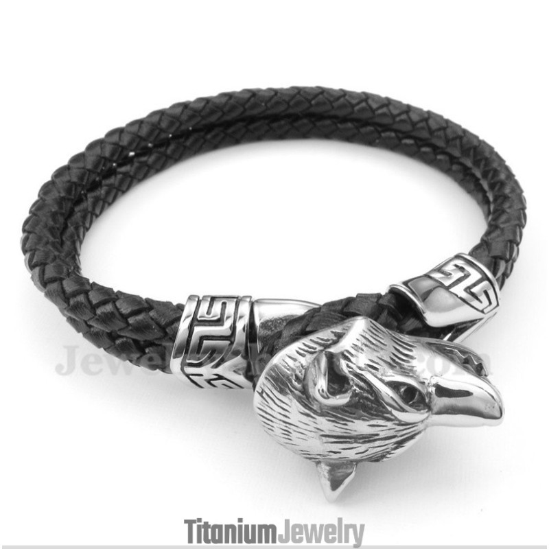 צמיד עור טיטניום לגברים