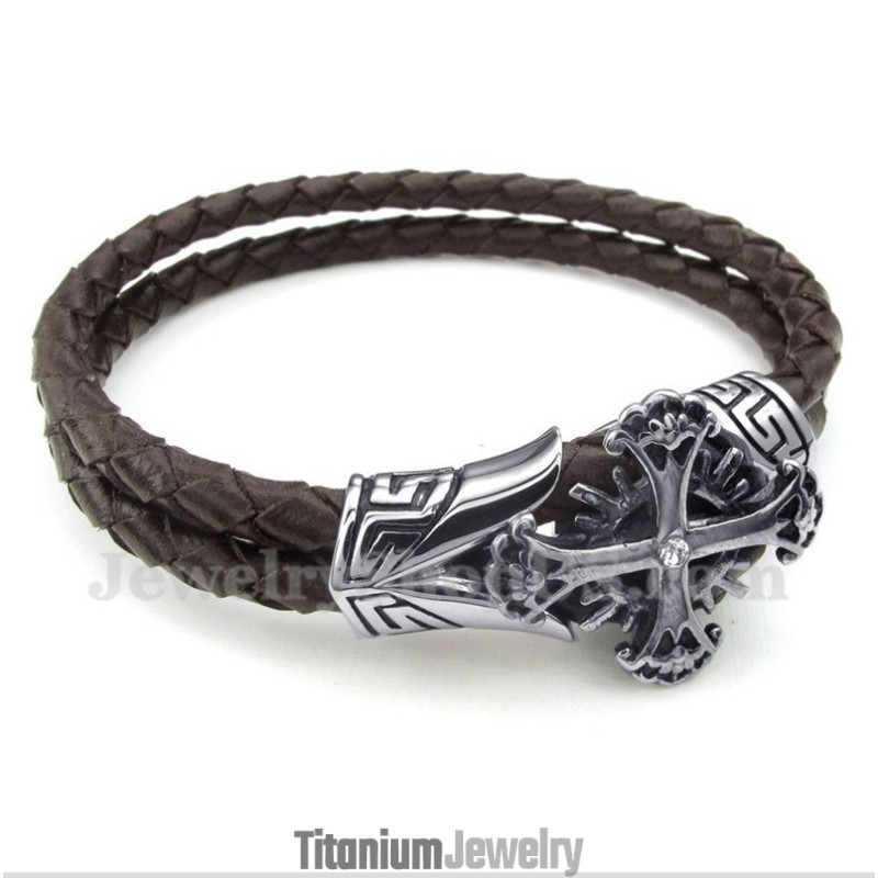 צמיד עור טיטניום לגברים