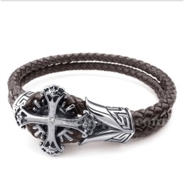 צמיד עור טיטניום לגברים