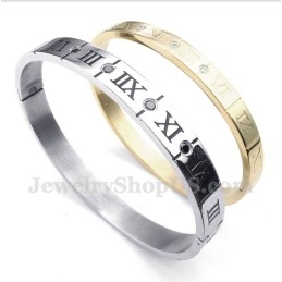 צמיד זוגי טיטניום יהלום ספרות רומיות (זוג אחד)