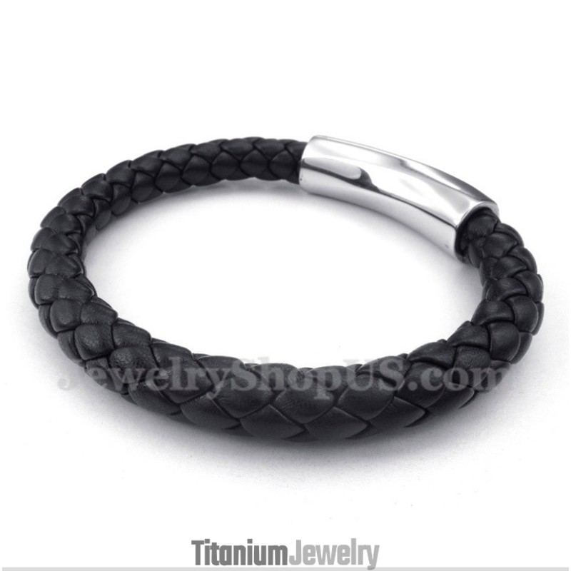 צמיד עור טיטניום לגברים