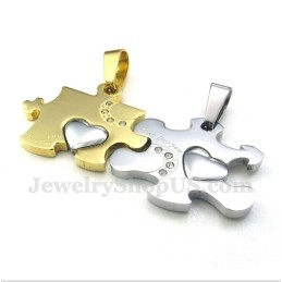 תליון פאזל לזוג מטיטניום מזהב עם שרשרת חינם (זוג אחד)
