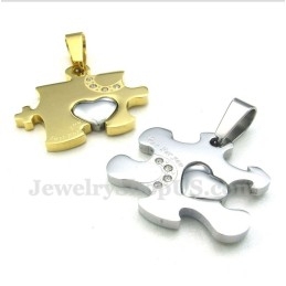 תליון פאזל לזוג מטיטניום מזהב עם שרשרת חינם (זוג אחד)