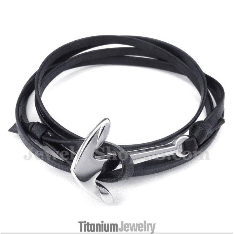 צמיד עור טיטניום לגברים