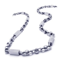 שרשרת טיטניום כסף קובייתית 21.9 אינץ'