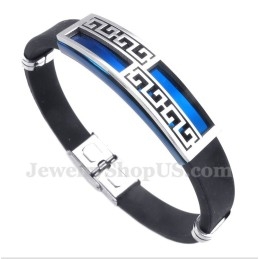 צמיד טיטניום גומי כחול לגברים