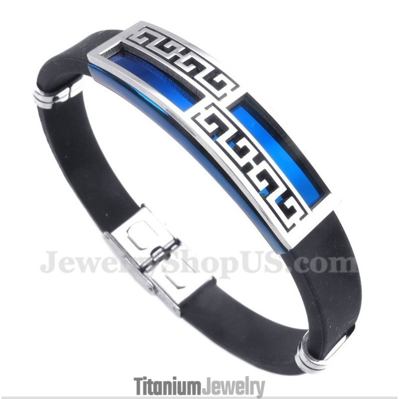 צמיד טיטניום גומי כחול לגברים צמיד טיטניום גומי כחול לגברים