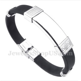 צמיד טיטניום גומי לגברים עם דוגמת פיתול יוונית