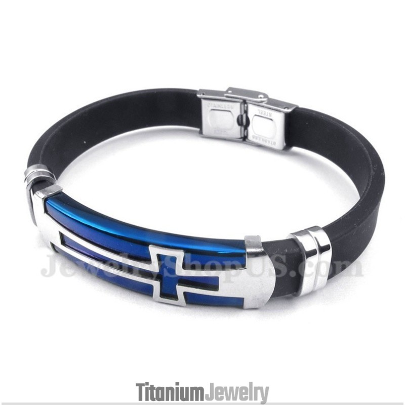 צמיד צלב מגומי טיטניום לגברים