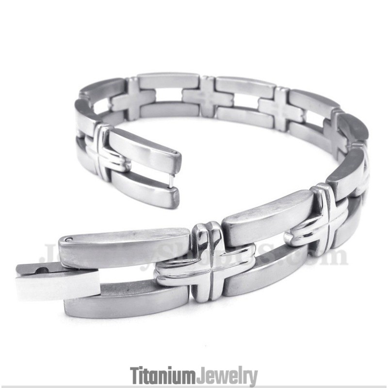 צמיד צלב טיטניום לגברים