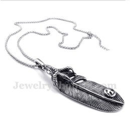 תליון נוצה מטיטניום לגברים עם שרשרת חופשית