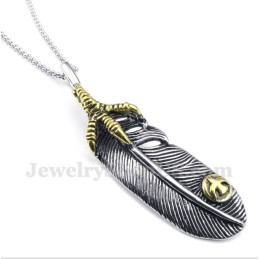 תליון נוצה מטיטניום לגברים עם שרשרת חופשית