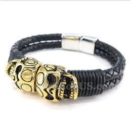 צמיד עור טיטניום לגברים