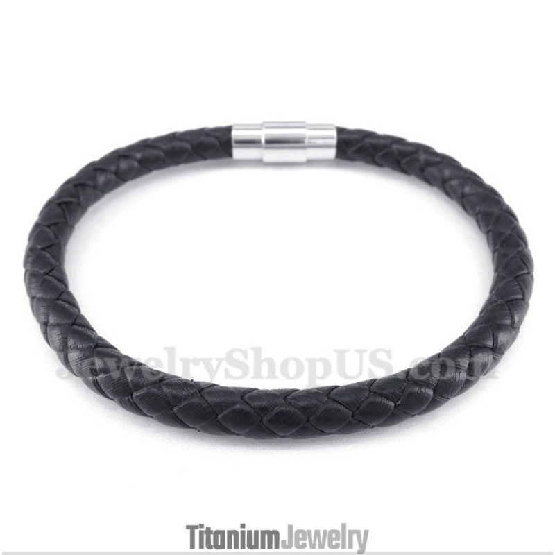 צמיד עור שחור לגברים