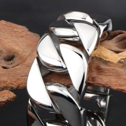 צמיד שרשרת טיטניום מבריק ועבה אופנתי