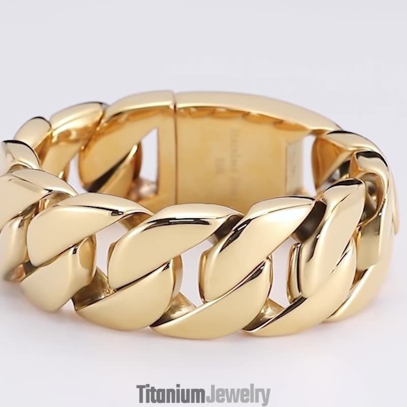 צמיד טיטניום חדש מצופה זהב לגברים
