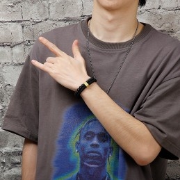 צמיד טיטניום טורקיז צמיד עור צלב לגברים