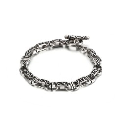 צמיד טיטניום לגברים משובץ בגימור Ancient Chic