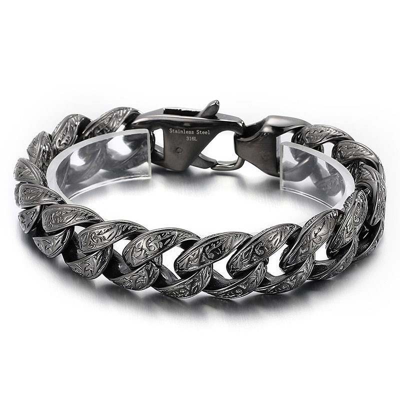 צמיד טיטניום מצופה Gunmetal וינטג' מגניב לגברים