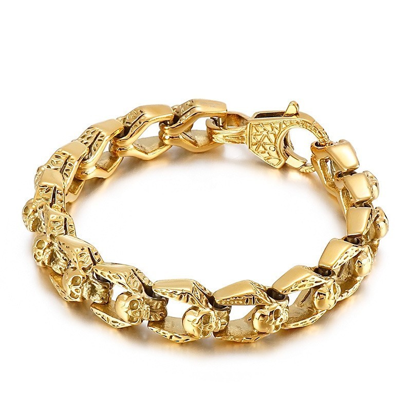 צמיד לגברים היפ הופ רוק גולגולת טיטניום אופנה רטרו רוח