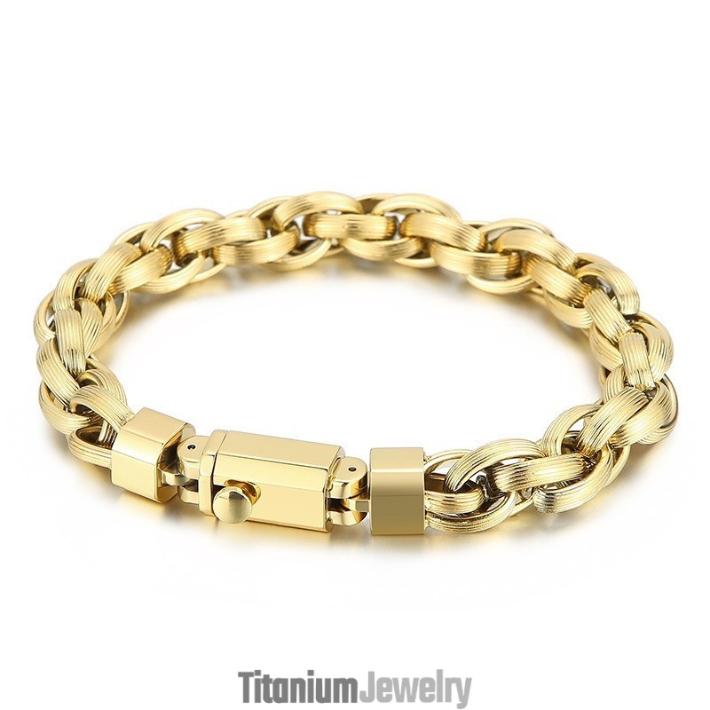 צמיד לגברים עם טבעת כפולה עם כפתור לחיצה על כפתורי ואקום אופנתי