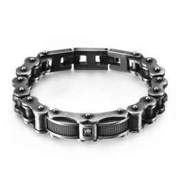 צמיד טיטניום לגברים של Rock Biker Chain עם יהלומים