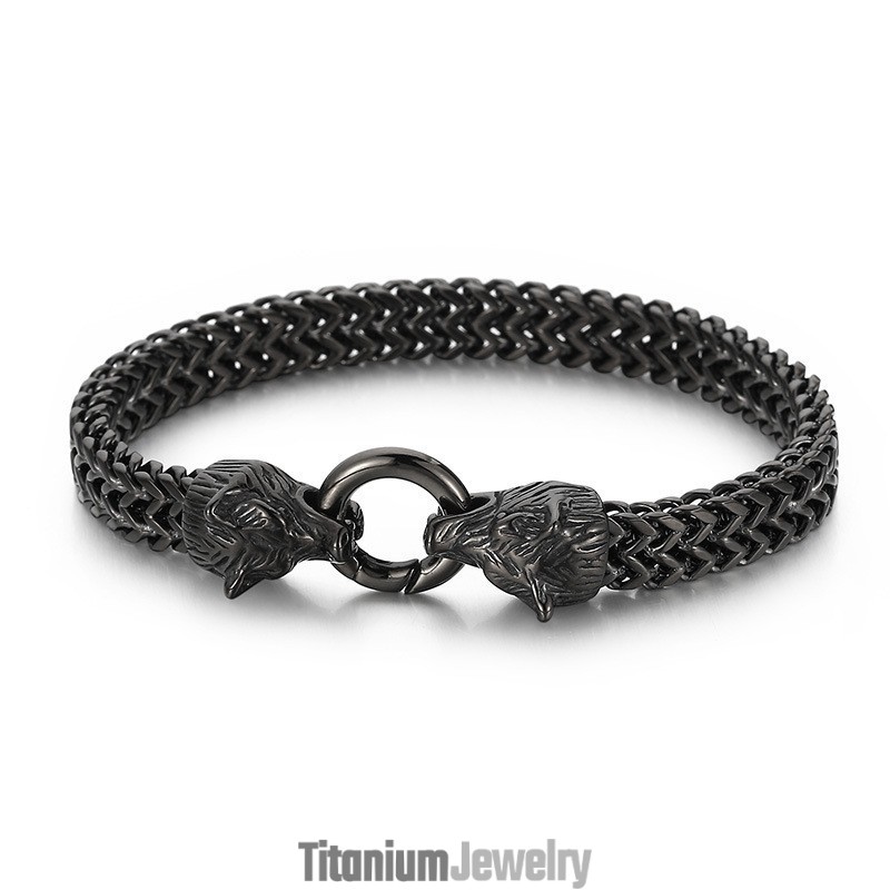 צמיד טיטניום כפול בסגנון היפ-הופ רוק מגניב לגברים