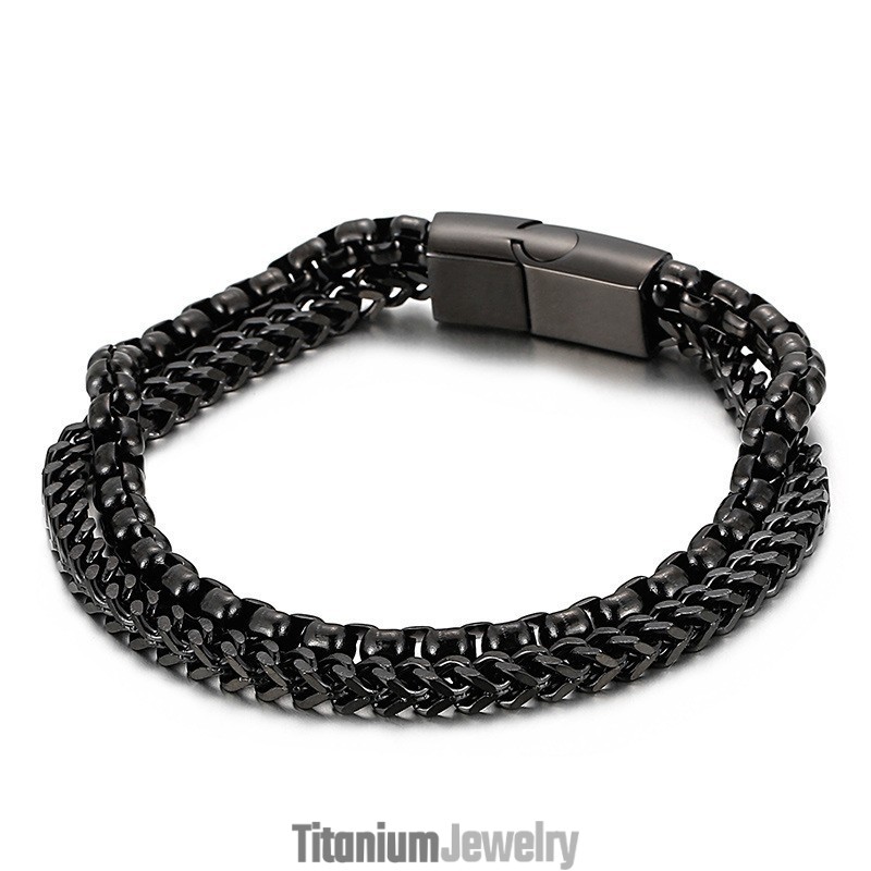 צמיד טיטניום מרובע כפול לגברים