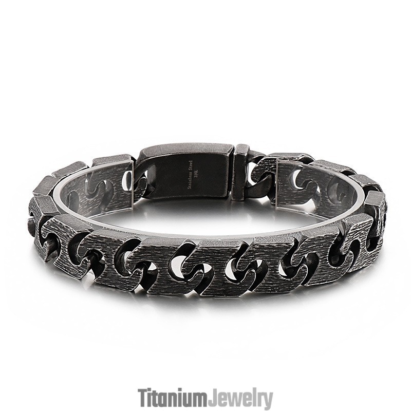 צמיד טיטניום וינטג' גיאומטרי שיק לגברים