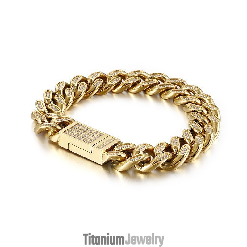 צמידי היפ הופ לגברים מטיטניום עם יהלומים