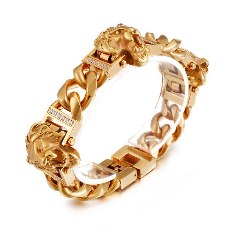 צמיד ראש אריה צמיד צמיד היפ הופ ריקוד רחוב גברים תכשיטי טיטניום