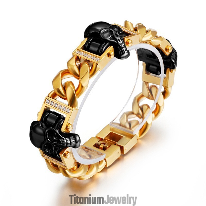 צמיד גולגולת צמיד צמיד היפ רוקדת רחוב תכשיטי טיטניום לגברים