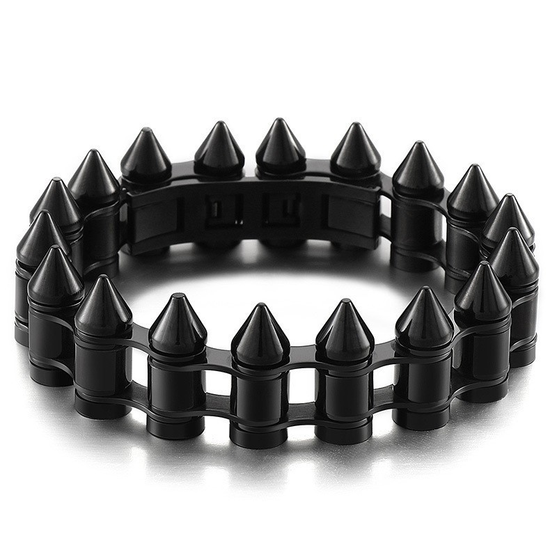 צמיד אופנוען טיטניום אופנתי לגברים מדגם Bullet Head
