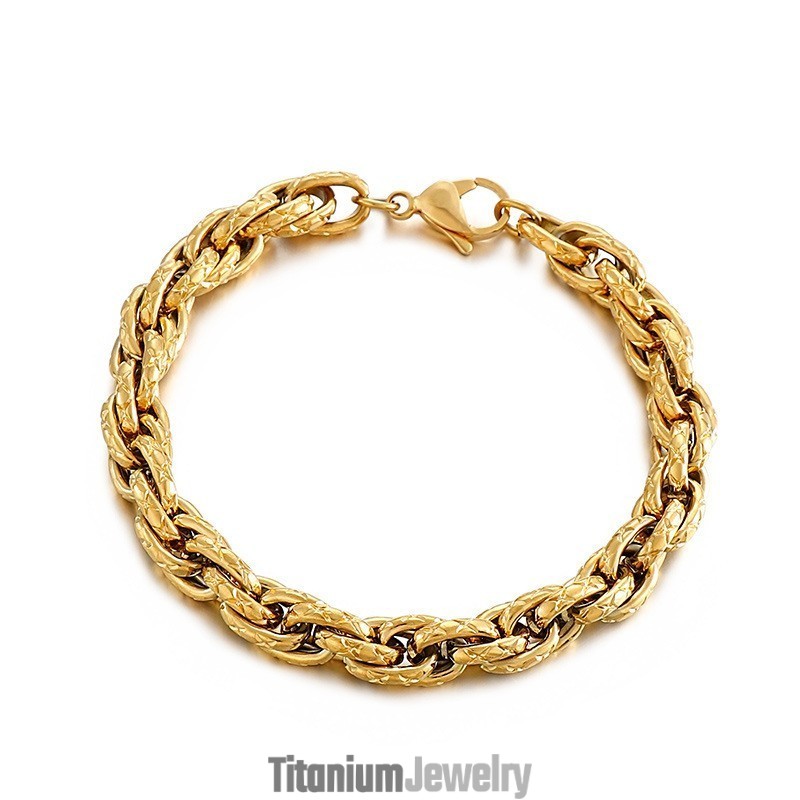 צמיד טיטניום בסגנון היפ הופ עם דוגמת נחש לגברים