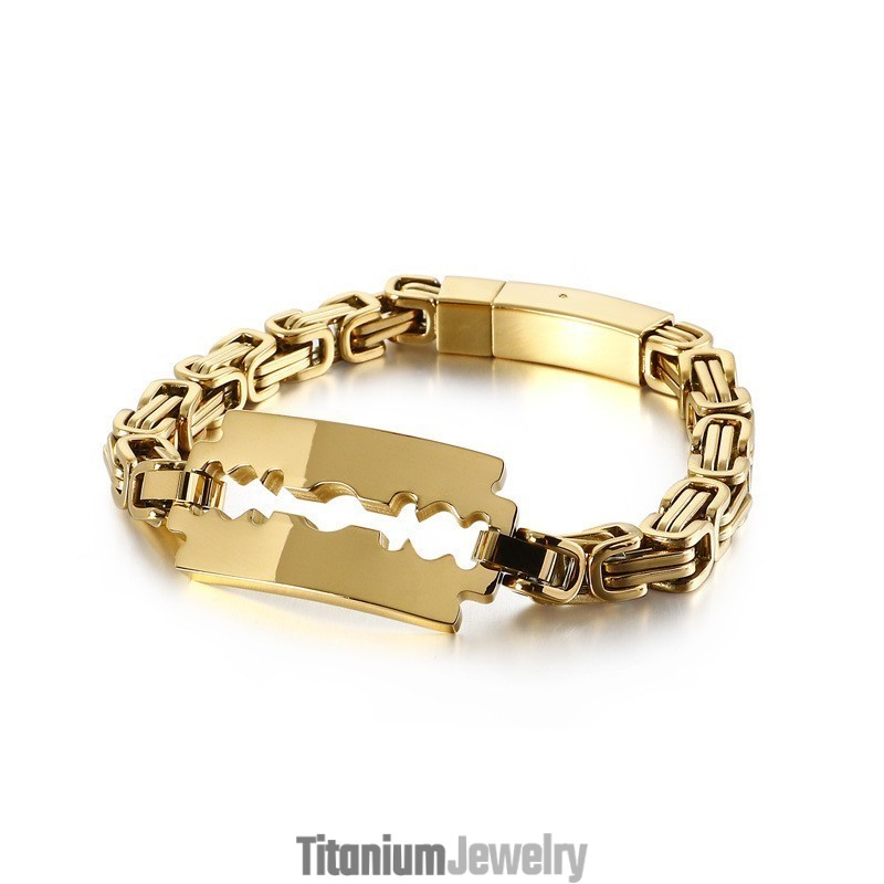 שרשרת טיטניום קיסר להב כפוף מותג טייד תכשיטים