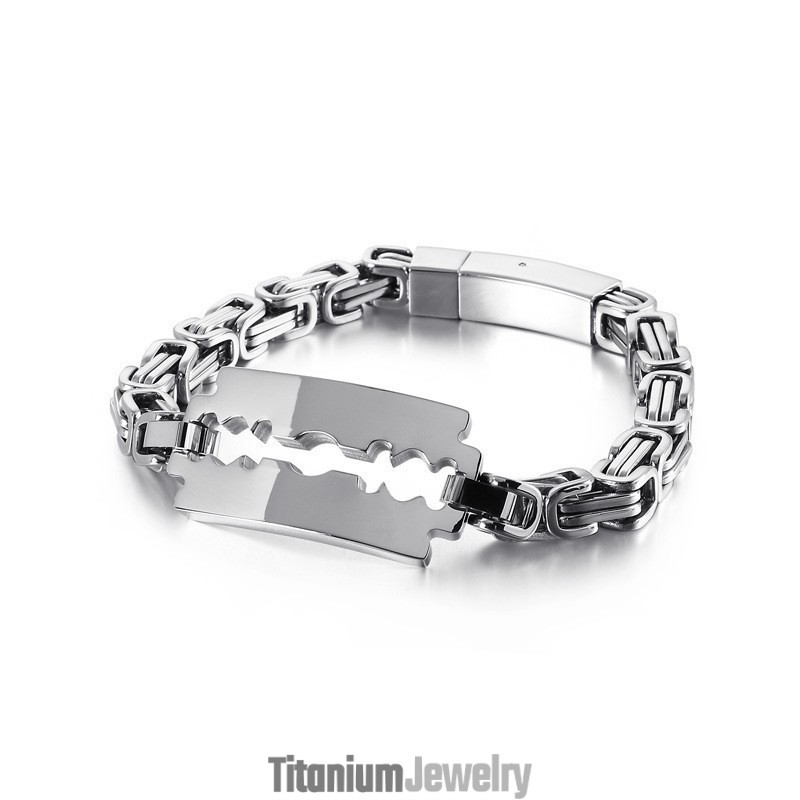 תכשיטי גאות ושפל של שרשרת טיטניום קיסר להב מעוקל