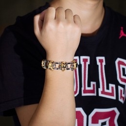 צמיד אופניים לגברים מצופה גולגולת מוגזמת מטיטניום