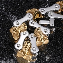 צמיד אופניים לגברים מצופה גולגולת מוגזמת מטיטניום