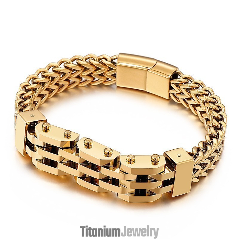 צמיד טיטניום כפול שכבה כפולה לשורה לגברים