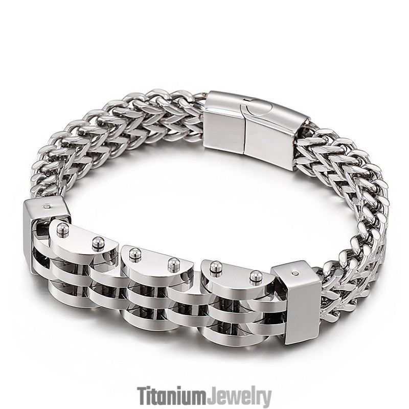 צמיד טיטניום כפול שכבה כפולה לשורה לגברים