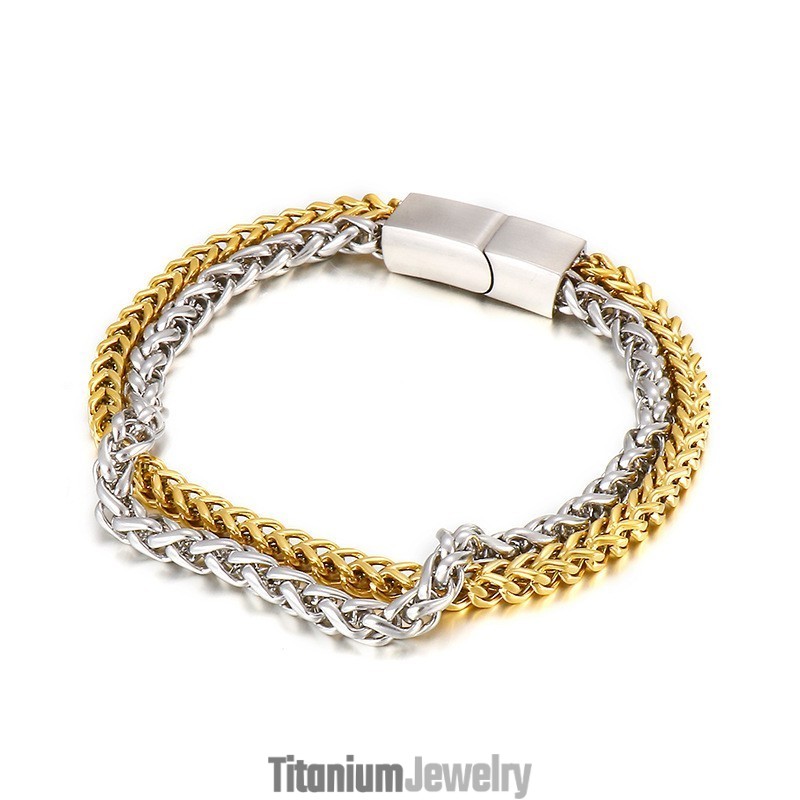 צמיד טיטניום דו-שכבתי אופנתי ושיקי לגברים