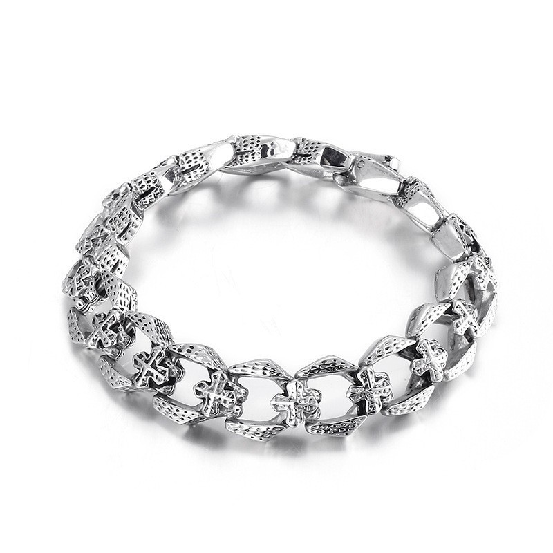 צמיד טיטניום מגניב לגברים בצורת צלב פרחים