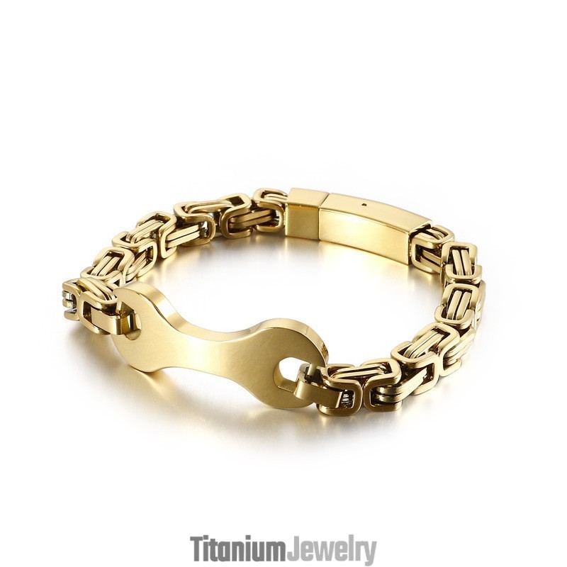צמיד טיטניום לגברים של Fashion Tide עם שרשרת קיסר צמיד טיטניום לגברים של Fashion Tide עם שרשרת קיסר