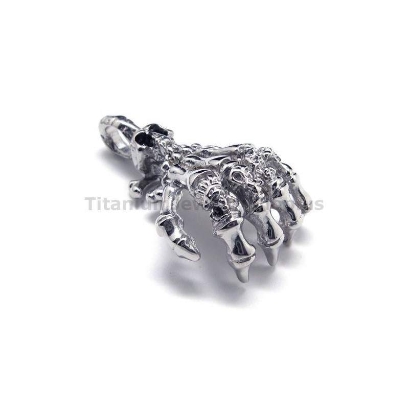 תליון טיטניום טהור בעיצוב עצם יד - שרשרת חופשית